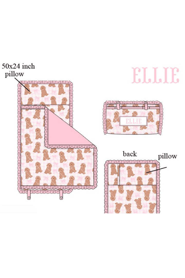 The Smocked Flamingo Apparel & Accessories Napmat Pre-Order Custom Name Pink Golden Doodle Luggage