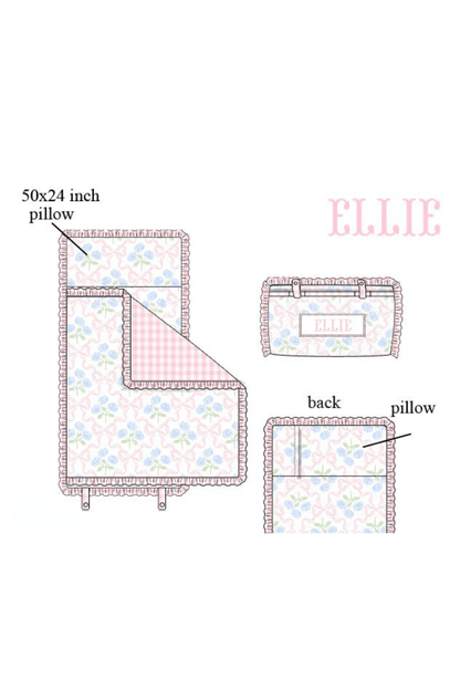 The Smocked Flamingo Apparel & Accessories Napmat Pre-Order Custom Name Sweet Pink Hydrangea Bow Luggage