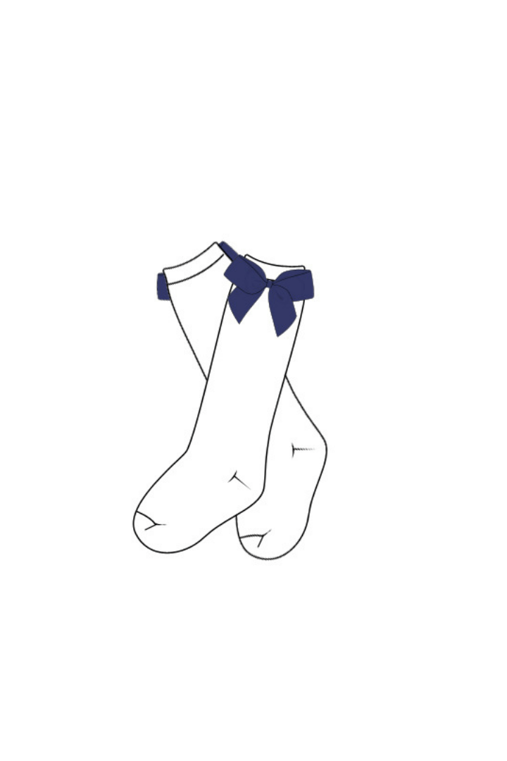 The Smocked Flamingo Apparel & Accessories Navy Bow Knee Socks