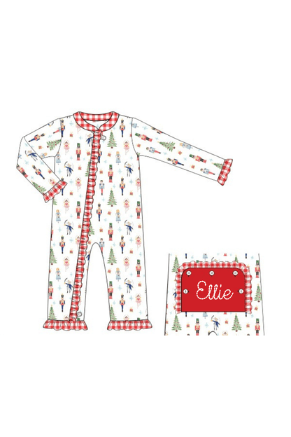 The Smocked Flamingo Apparel & Accessories Nutcracker/Red Gingham Ruffle Zippy