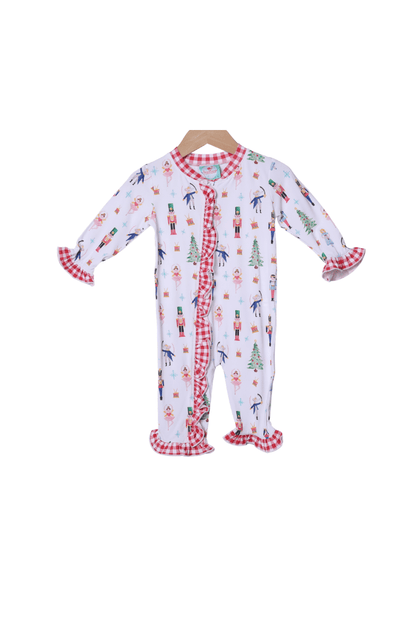 The Smocked Flamingo Apparel & Accessories Nutcracker/Red Gingham Ruffle Zippy