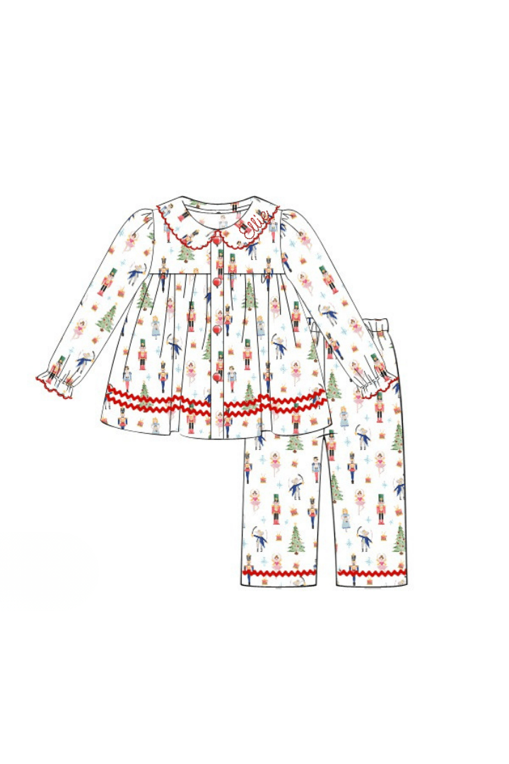 The Smocked Flamingo Apparel & Accessories Nutcracker Two Piece Swing Lounge Set