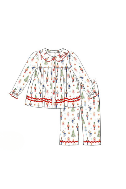 The Smocked Flamingo Apparel & Accessories Nutcracker Two Piece Swing Lounge Set