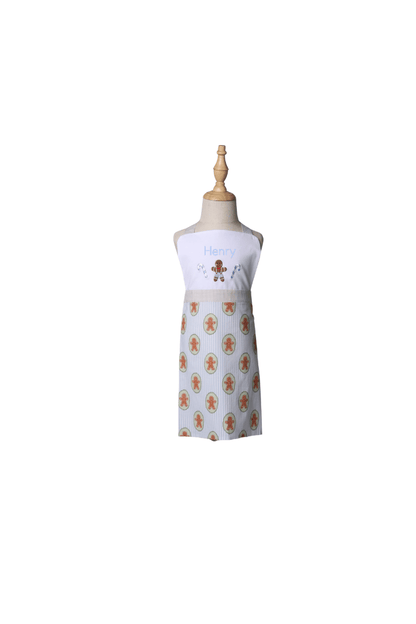 The Smocked Flamingo Apparel & Accessories One Size Fits Most Applique Blue Gingerbread Lane Apron