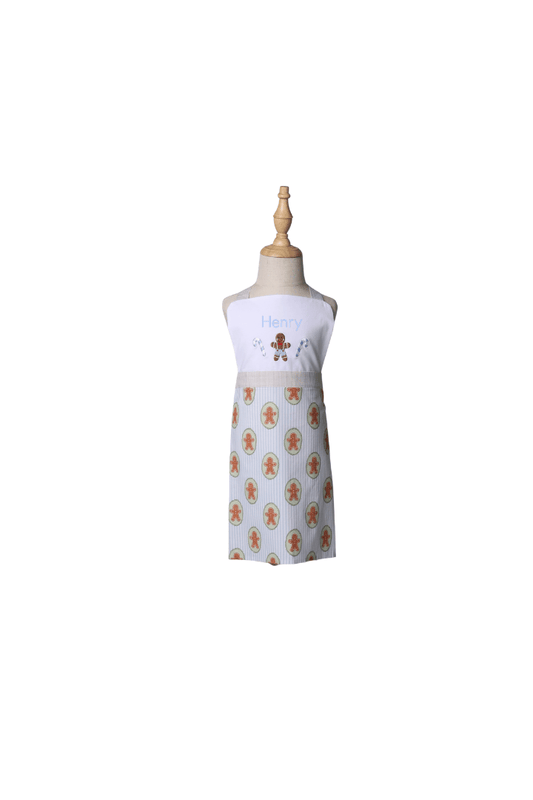 The Smocked Flamingo Apparel & Accessories One Size Fits Most Applique Blue Gingerbread Lane Apron
