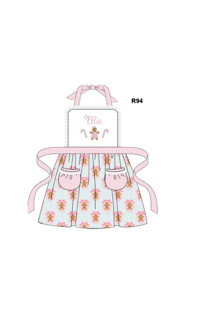 The Smocked Flamingo Apparel & Accessories One Size Fits Most Applique Pink Gingerbread Lane Apron