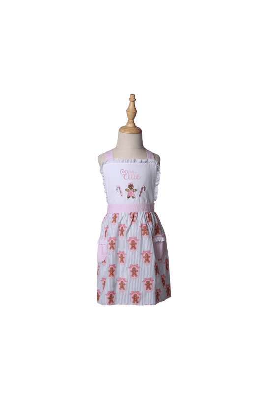 The Smocked Flamingo Apparel & Accessories One Size Fits Most Applique Pink Gingerbread Lane Apron