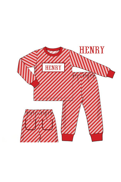 The Smocked Flamingo Apparel & Accessories Pajamas / 6M Pre-Order Smocked Custom Name Candy Cane Plaid Trimmings