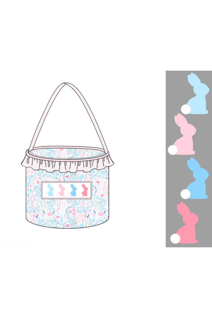 The Smocked Flamingo Apparel & Accessories Pastel Floral Pre-Order Smocked Pastel Bunny Easter Basket