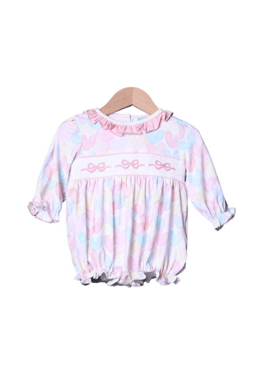 The Smocked Flamingo Apparel & Accessories Pastel Heart and Bow Knit Bubble