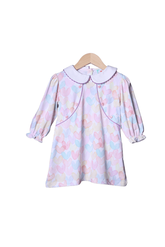 The Smocked Flamingo Apparel & Accessories Pastel Heart Knit Dress