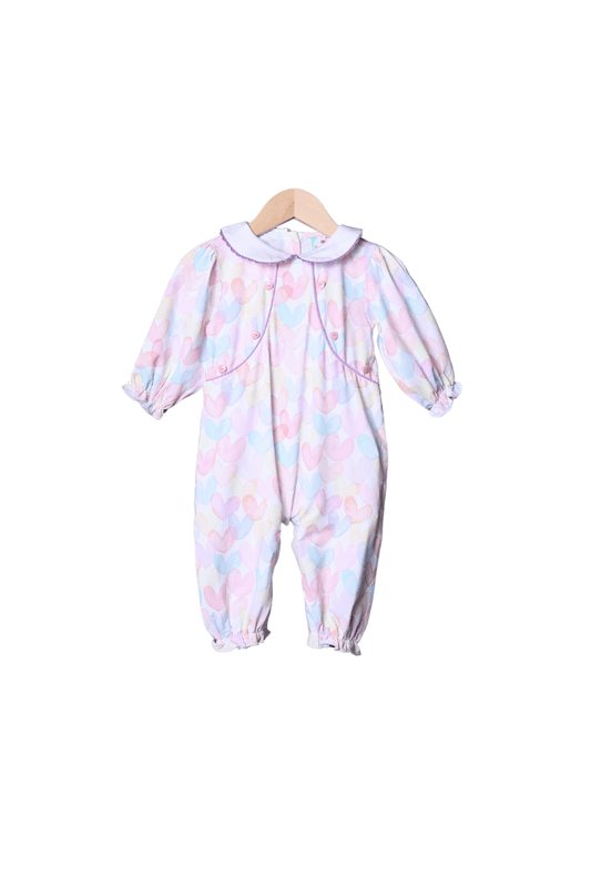 The Smocked Flamingo Apparel & Accessories Pastel Heart Knit Romper