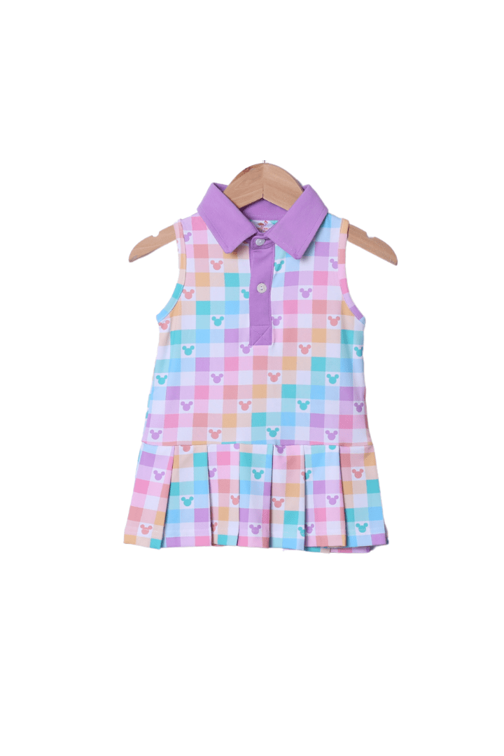 The Smocked Flamingo Apparel & Accessories Pastel Mouse Park Tennis Dress