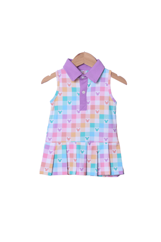 The Smocked Flamingo Apparel & Accessories Pastel Mouse Park Tennis Dress