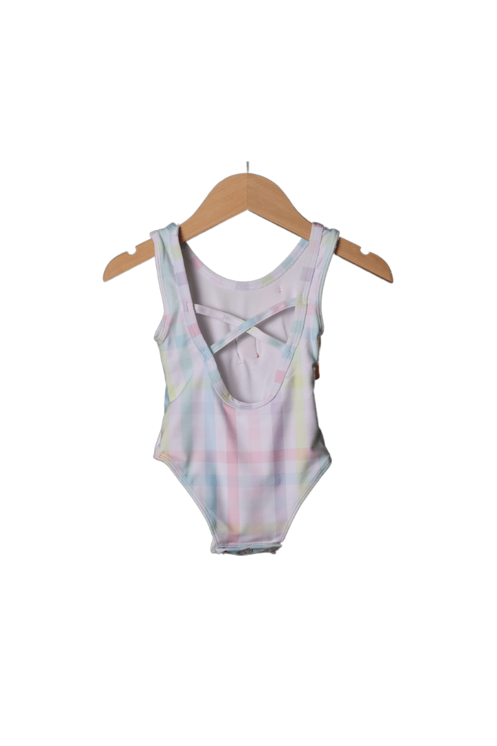 The Smocked Flamingo Apparel & Accessories Pastel Plaid Summer Bow Swimsuit