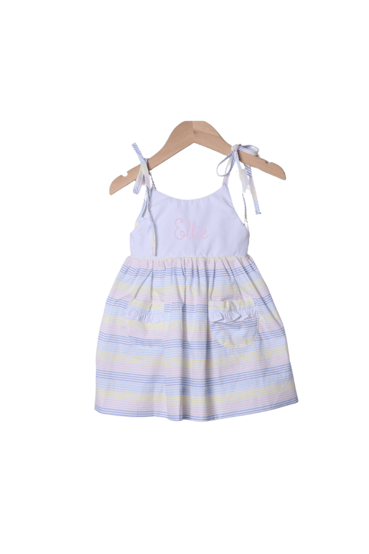 The Smocked Flamingo Apparel & Accessories Pastel Stripes Sun Dress