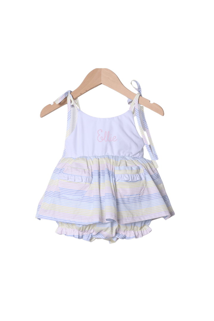 The Smocked Flamingo Apparel & Accessories Pastel Stripes Sun Skirted Bubble