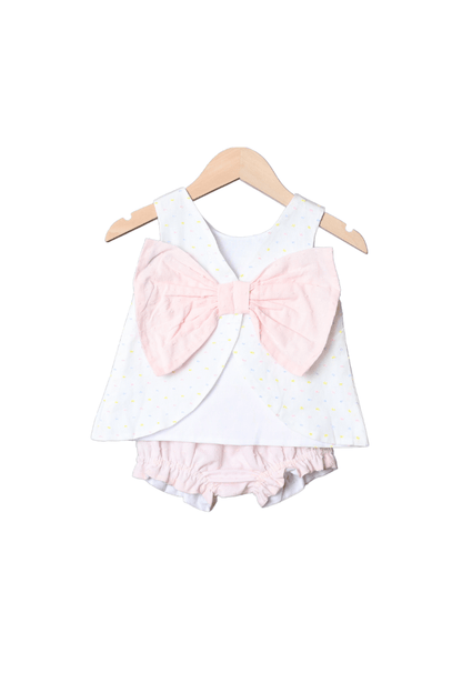 The Smocked Flamingo Apparel & Accessories Pastel Swiss Dot Applique Magical Castle Bloomer Set