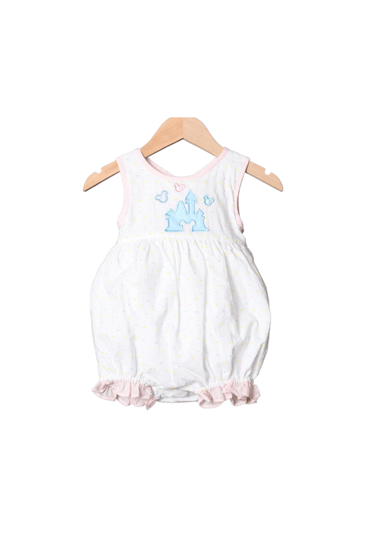 The Smocked Flamingo Apparel & Accessories Pastel Swiss Dot Applique Magical Castle Bow Set