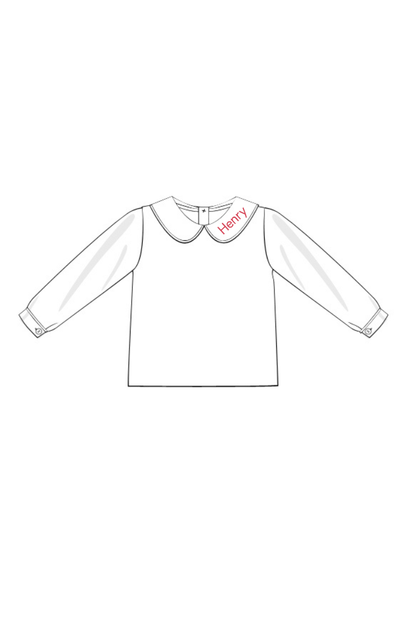 The Smocked Flamingo Apparel & Accessories Peter Pan Collar Long Sleeve Boy Shirt