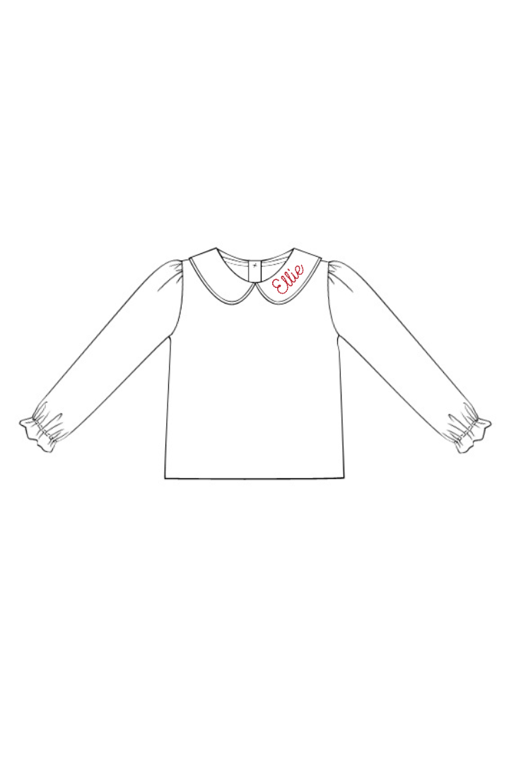The Smocked Flamingo Apparel & Accessories Peter Pan Collar Long Sleeve Girl Shirt