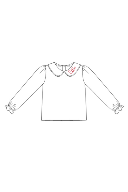 The Smocked Flamingo Apparel & Accessories Peter Pan Collar Long Sleeve Girl Shirt