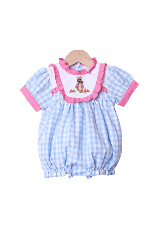 The Smocked Flamingo Apparel & Accessories Peter Rabbit Blue/Pink Seersucker Bubble