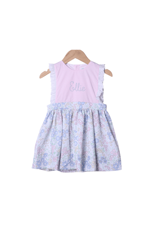 The Smocked Flamingo Apparel & Accessories Pink and Blue Floral Dress