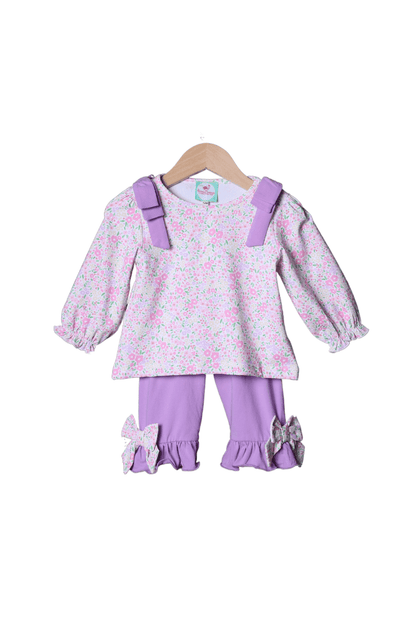 The Smocked Flamingo Apparel & Accessories Pink and Lavender Floral Pant Set