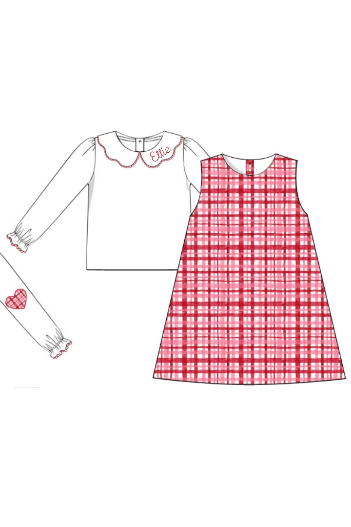 The Smocked Flamingo Apparel & Accessories Pink and Red Sweetheart Plaid 2Pc Dress