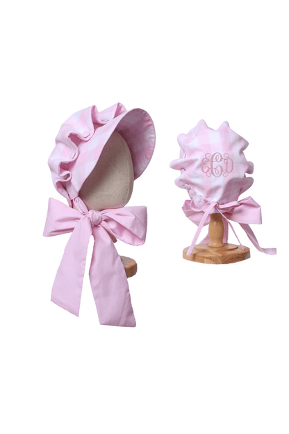 The Smocked Flamingo Apparel & Accessories Pink Buffalo Check Bonnet