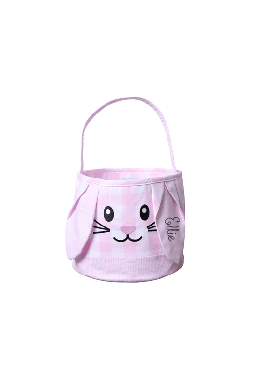 The Smocked Flamingo Apparel & Accessories Pink Buffalo Check Bunny Hop Easter Basket
