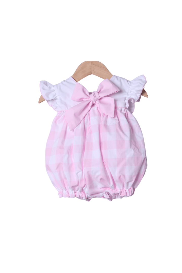 The Smocked Flamingo Apparel & Accessories Pink Buffalo Check Ruffle Bow Bubble
