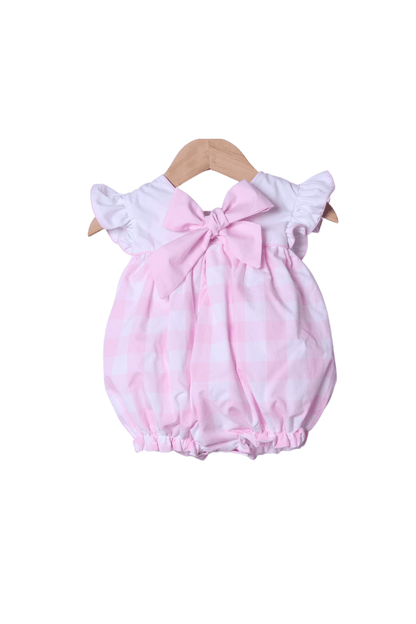 The Smocked Flamingo Apparel & Accessories Pink Buffalo Check Ruffle Bow Bubble
