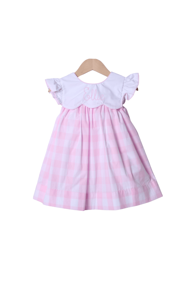 The Smocked Flamingo Apparel & Accessories Pink Buffalo Check Ruffle Bow Dress