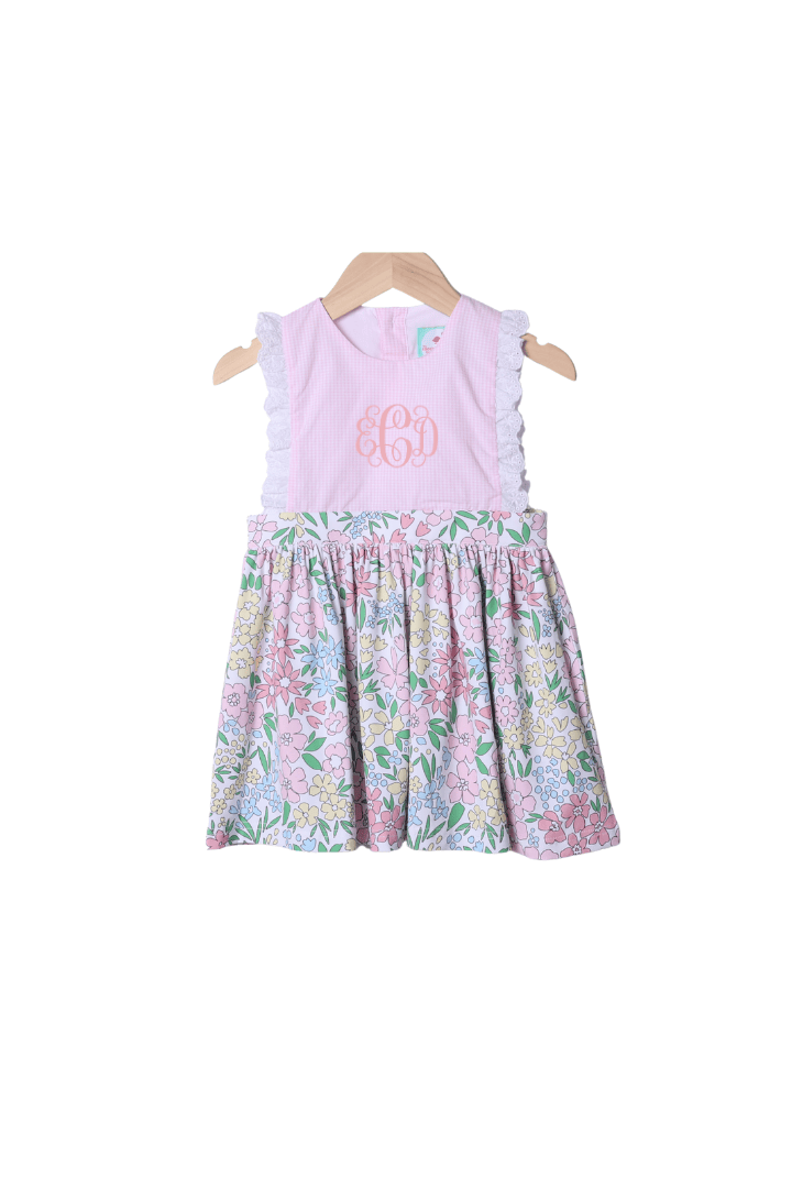 The Smocked Flamingo Apparel & Accessories Pink Floral/Gingham Dress