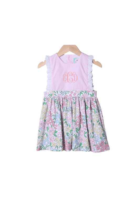 The Smocked Flamingo Apparel & Accessories Pink Floral/Gingham Dress