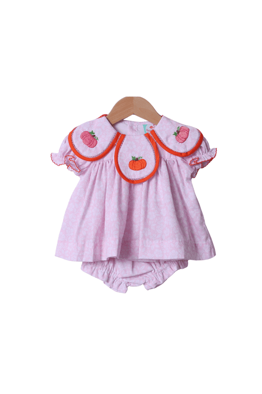 The Smocked Flamingo Apparel & Accessories Pink Floral Tulip Pumpkin Bloomer Set