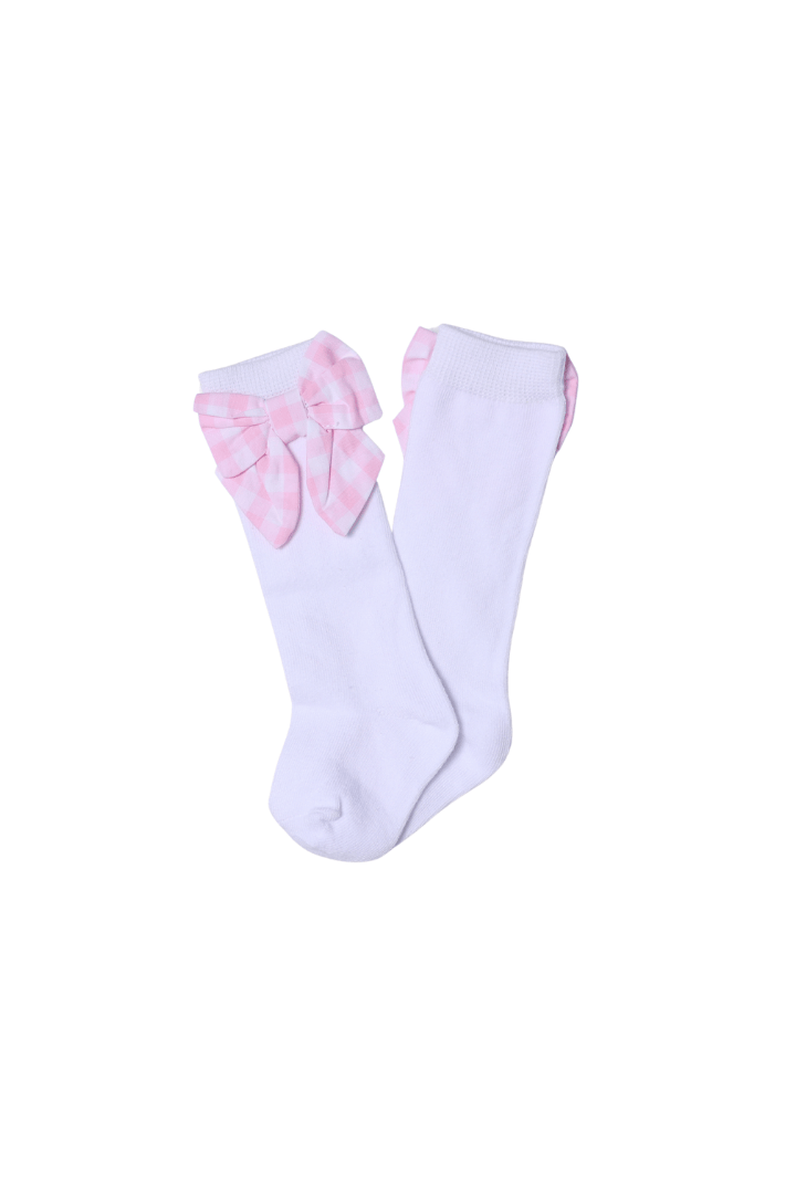 The Smocked Flamingo Apparel & Accessories Pink Gingham Bow Socks