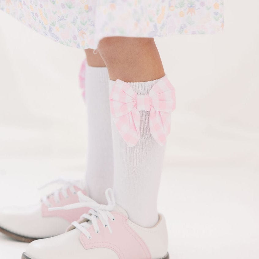 The Smocked Flamingo Apparel & Accessories Pink Gingham Bow Socks
