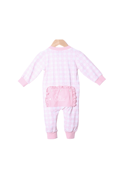 The Smocked Flamingo Apparel & Accessories Pink Gingham Easter Lounge Romper