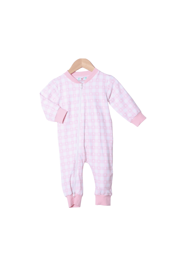 The Smocked Flamingo Apparel & Accessories Pink Gingham Easter Lounge Romper