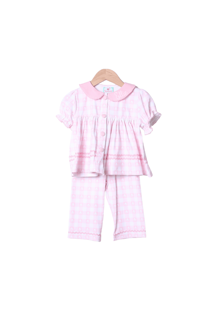 The Smocked Flamingo Apparel & Accessories Pink Gingham Easter Swing Lounge Set
