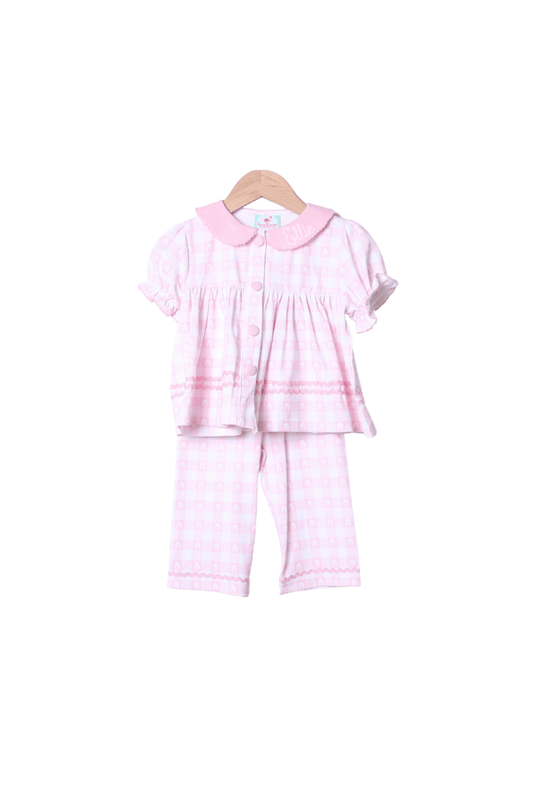 The Smocked Flamingo Apparel & Accessories Pink Gingham Easter Swing Lounge Set