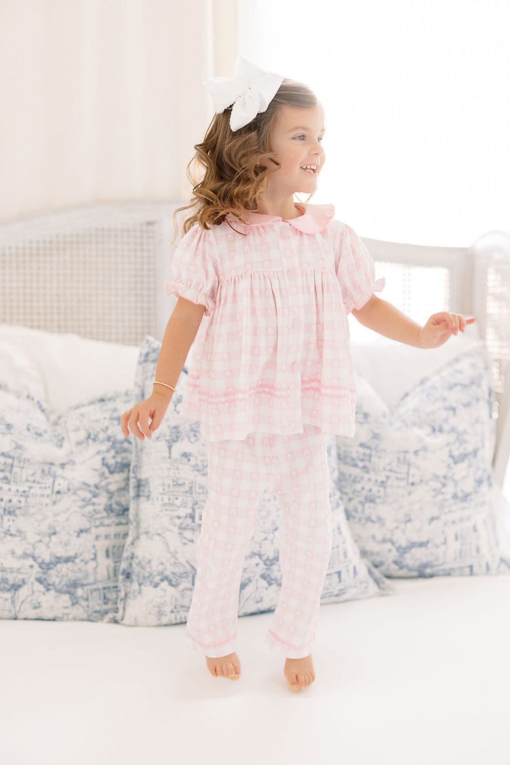 The Smocked Flamingo Apparel & Accessories Pink Gingham Easter Swing Lounge Set