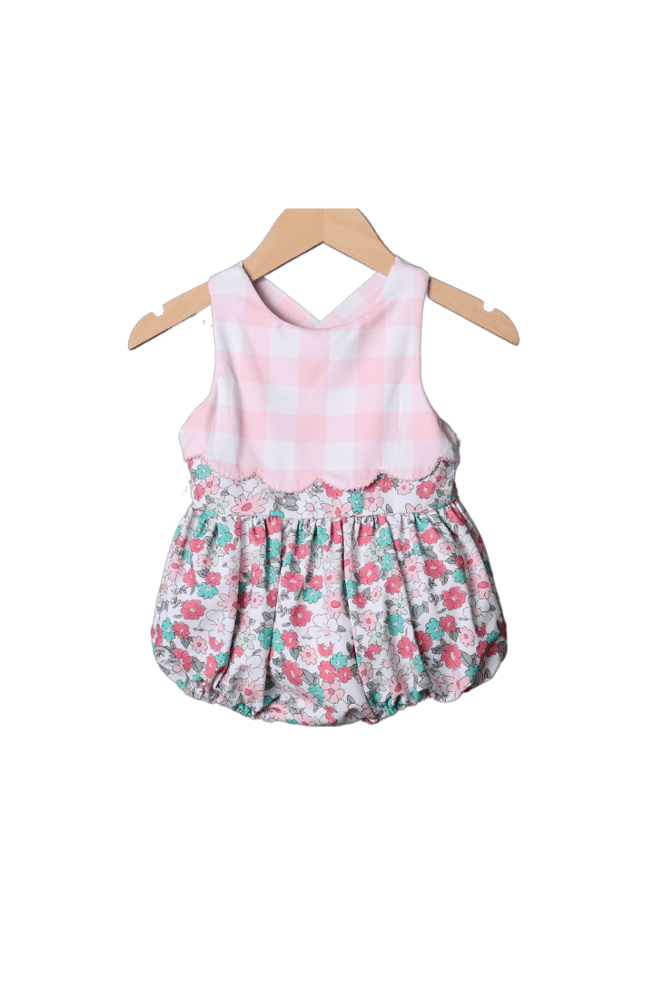 Claire & Charlie Baby Girls Pink Knit Golf Print Smocked Bubble