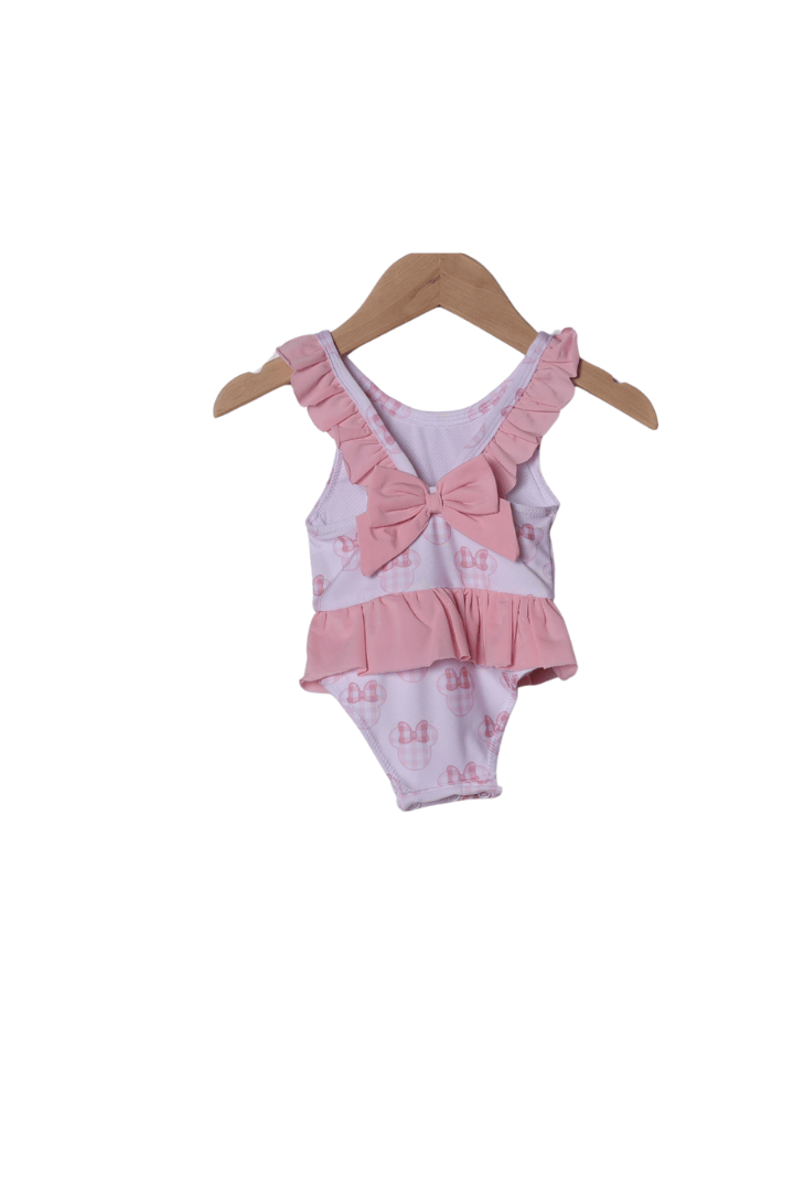 The Smocked Flamingo Apparel & Accessories Pink Gingham Mouse Ruffle Swimsuit