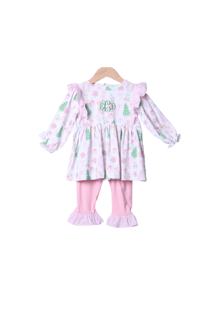 The Smocked Flamingo Apparel & Accessories Pink Gingham Ruffle Nutcracker Pant Set