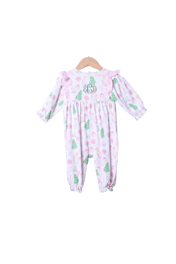 The Smocked Flamingo Apparel & Accessories Pink Gingham Ruffle Nutcracker Romper