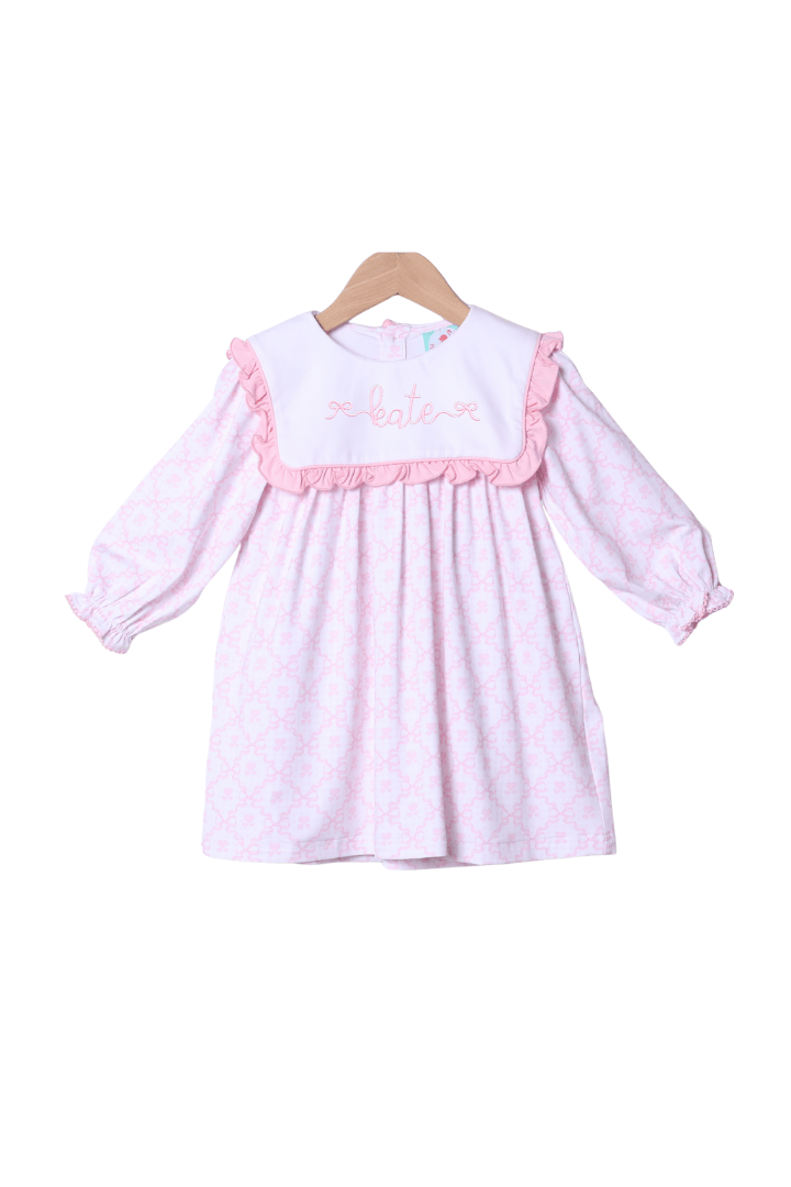The Smocked Flamingo Apparel & Accessories Pink Heart and Bow Ruffle Dress